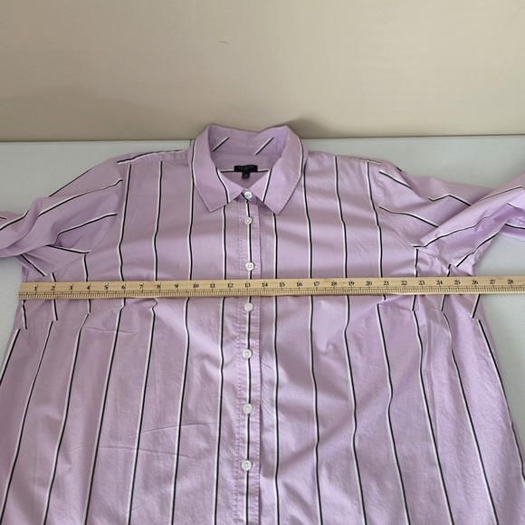 Talbots Plus Lavender Purple Striped Cotton Button Down Shirt 2X Long Sleeve - Picture 4 of 7
